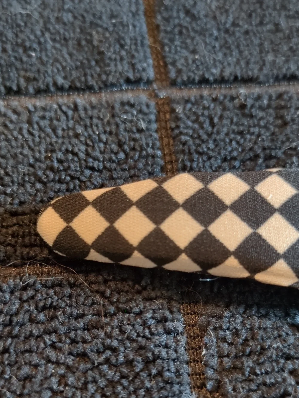 Black & White Checkered Hair Barrette - Soft Fabric